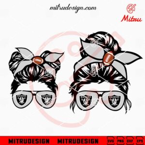 Las Vegas Raiders Mom And Daughter Messy Bun SVG, PNG, DXF, EPS, Cut Files