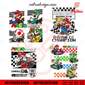 Mario Kart Bundle SVG, Super Mario Car SVG, PNG, DXF, EPS, Cricut