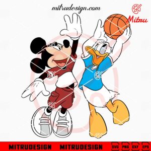 Mickey And Donald Playing Basketball SVG, Cute Basketball SVG, Digital Download