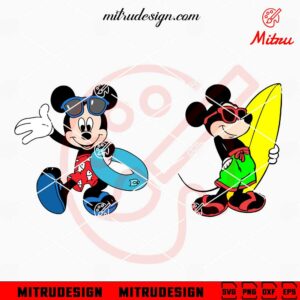 Mickey Mouse Beach SVG, Mickey Surfing SVG, PNG, DXF, EPS, Files