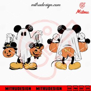 Mickey Mouse Halloween Ghost SVG, PNG, DXF, EPS, Double Sided Shirt