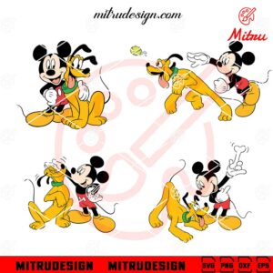 Mickey With Pluto Bundle SVG, Mickey Mouse And Dog SVG, PNG, DXF, EPS