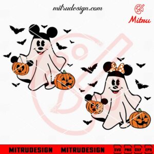 Mickey And Minnie Mouse Halloween Ghost SVG, PNG, DXF, EPS, Vector