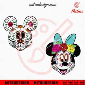 Mickey Minnie Sugar Skull SVG, Disney Day Of The Dead SVG, Digital Download Files