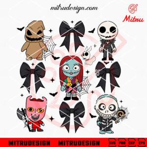 Nightmare Before Christmas Coquette Bow SVG, Jack Sally Friends Halloween SVG