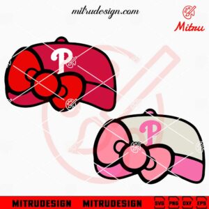 Philadelphia Phillies Cap Hello Kitty Bow SVG, PNG, DXF, EPS, Cricut