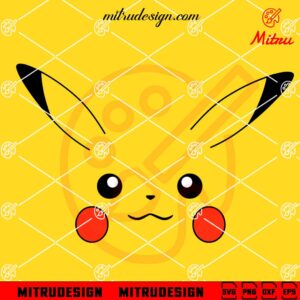 Pikachu Pokemon Face SVG, PNG, DXF, EPS, Cricut