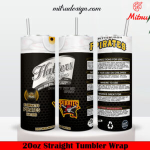 Pittsburgh Pirates Haters Be Gone 20oz Skinny Tumbler Wrap PNG, Download