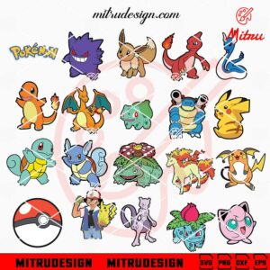 Pokemon Bundle SVG, Pikachu, Bulbasaur, Squirtle, Charmander SVG, Digital Download