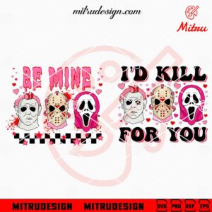 Retro Pink Horror Halloween SVG, I'd Kill For You SVG, Horror Valentine SVG