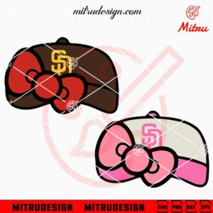 San Diego Padres Cap Hello Kitty Bow SVG, PNG, DXF, EPS, Cut Files