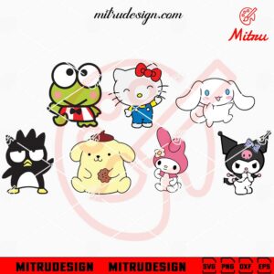 Sanrio Characters Bundle SVG, Hello Kitty SVG, Kuromi, My Melody, Cinnamoroll SVG