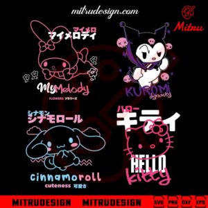 Sanrio Friend SVG, Hello Kitty, My Melody, Cinnamorroll, Kuromi SVG