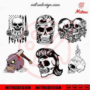 Skull Halloween Bundle SVG, PNG, DXF, EPS, Instant Download