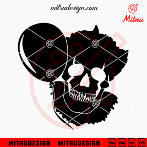 Pennywise Skull SVG, Horror Clown SVG, PNG, DXF, EPS, Cutting Files