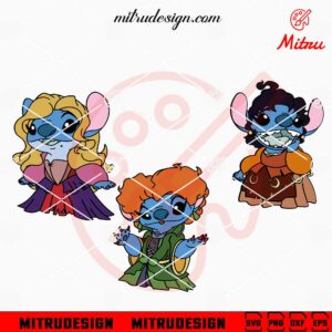 Stitch Hocus Pocus SVG, Stitch Sanderson Sisters SVG, PNG, DXF, EPS, Files