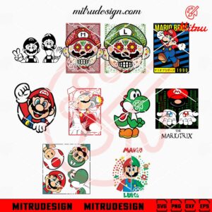 Super Mario Bundle SVG, Luigi SVG, Yoshi SVG, PNG, DXF, EPS, Cricut