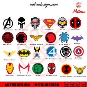 Superheroes Logo Bundle SVG, Avengers, Superman, Spider Man Logo SVG