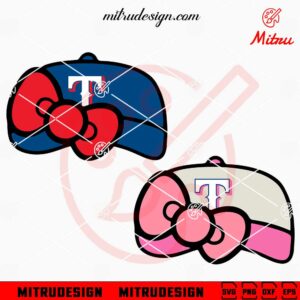 Texas Rangers Cap Hello Kitty Bow SVG, PNG, DXF, EPS, Files