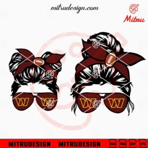 Washington Commanders Mom And Daughter Messy Bun SVG, PNG, DXF, EPS