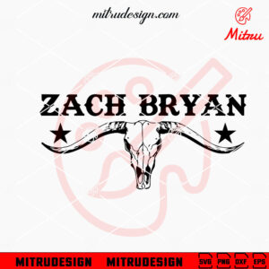 Zach Bryan Cow Skull SVG, 90s Western Music SVG, PNG, DXF, EPS, Clipart