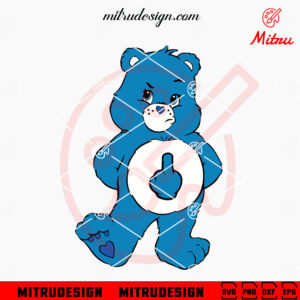 Blue Care Bears Middle Finger SVG, Funny Bedtime Bear SVG, Designs