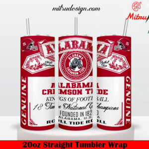 Alabama Crimson Tide King Of Football Budweiser 20oz Skinny Tumbler Wrap PNG, Design File