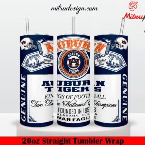 Auburn Tigers King Of Football Budweiser 20oz Skinny Tumbler Wrap PNG, File