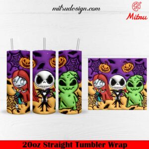 Baby Nightmare Before Christmas 3D Puff 20oz Skinny Tumbler Wrap PNG, Downloads