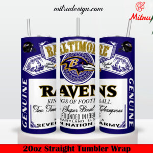 Baltimore Ravens King Of Football Budweiser 20oz Skinny Tumbler Wrap PNG, Files