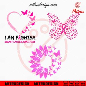 Butterfly Pink Ribbon SVG, Cute Breast Cancer Awareness Month SVG, PNG, DXF, EPS