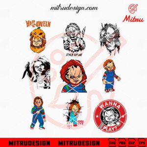 Chucky Halloween Bundle SVG, Scary Doll SVG, Wanna Play SVG, PNG, DXF, EPS, Files