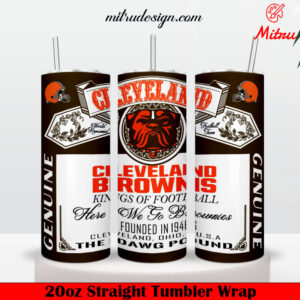 Cleveland Browns King Of Football Budweiser 20oz Skinny Tumbler Wrap PNG, Download