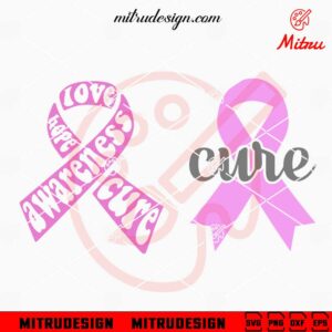 Cure Breast Cancer Awareness SVG, Ribbon Cancer SVG, PNG, DXF, EPS, Files