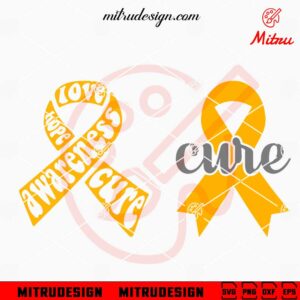 Cure Childhood Cancer SVG, Gold Ribbon SVG, PNG, DXF, EPS, Cricut