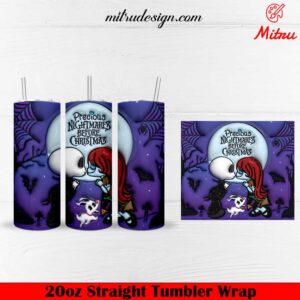 Cute Jack Sally Nightmare Before Christmas 20oz Skinny Tumbler Wrap PNG