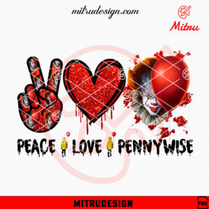 Peace Love Pennywise PNG, Pennywise Clown Halloween PNG, Design