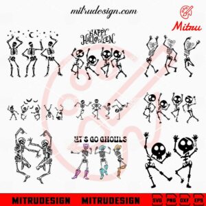 Dancing Skeletons Bundle SVG, Happy Halloween SVG, Funny Skeleton Dance SVG