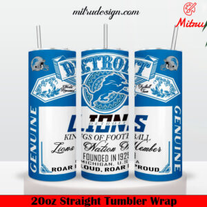 Detroit Lions King Of Football Budweiser 20oz Skinny Tumbler Wrap PNG, Digital Files