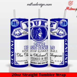 Duke Blue Devils King Of Football Budweiser 20oz Skinny Tumbler Wrap PNG, Digital Download