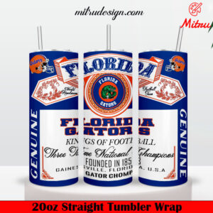 Florida Gators King Of Football Budweiser 20oz Skinny Tumbler Wrap PNG, Designs