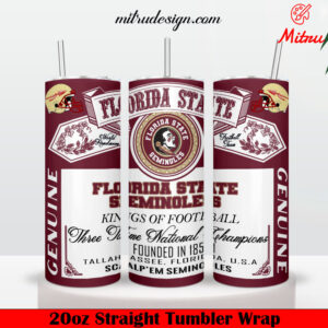 Florida State Seminoles King Of Football Budweiser 20oz Skinny Tumbler Wrap PNG, Template