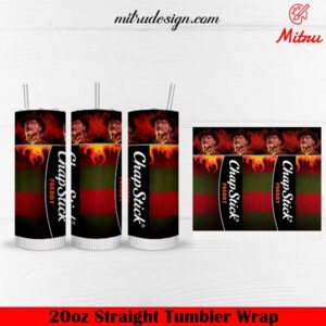 Freddy Krueger Chapstick 20oz Skinny Tumbler Wrap PNG, Freddy Horror Tumbler, Designs