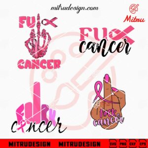 Fuck Breast Cancer Bundle SVG, Middle Finger Pink Ribbon SVG, PNG, DXF, EPS