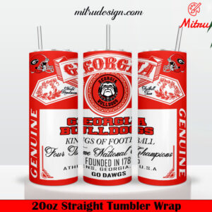 Georgia Bulldogs King Of Football Budweiser 20oz Skinny Tumbler Wrap PNG, Template