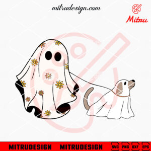 Ghost Walking Dog SVG, Boo SVG, Halloween Puppy SVG, PNG, DXF, EPS, Files