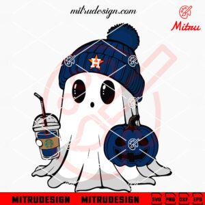 Houston Astros Ghost Beanie Hat SVG, Astros Baseball Halloween SVG, Clipart