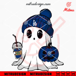 Los Angeles Dodgers Ghost Beanie Hat SVG, Dodgers Baseball Halloween SVG, Cricut