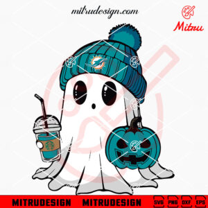 Dolphins Ghost Beanie Hat SVG, Miami Dolphins Halloween SVG, Cutting Files