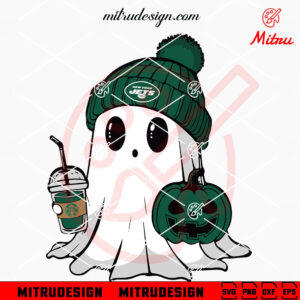 New York Jets Ghost Beanie Hat SVG, Jets Football Halloween SVG, PNG, Instant Download